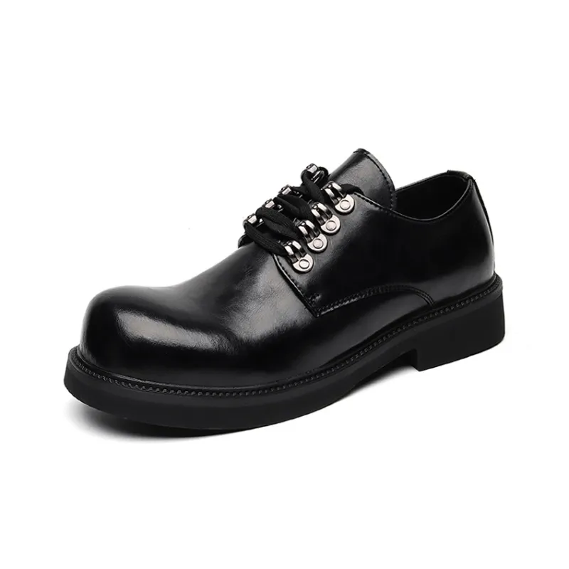 GZZ Dress Shoes Men Low Top Black-1
