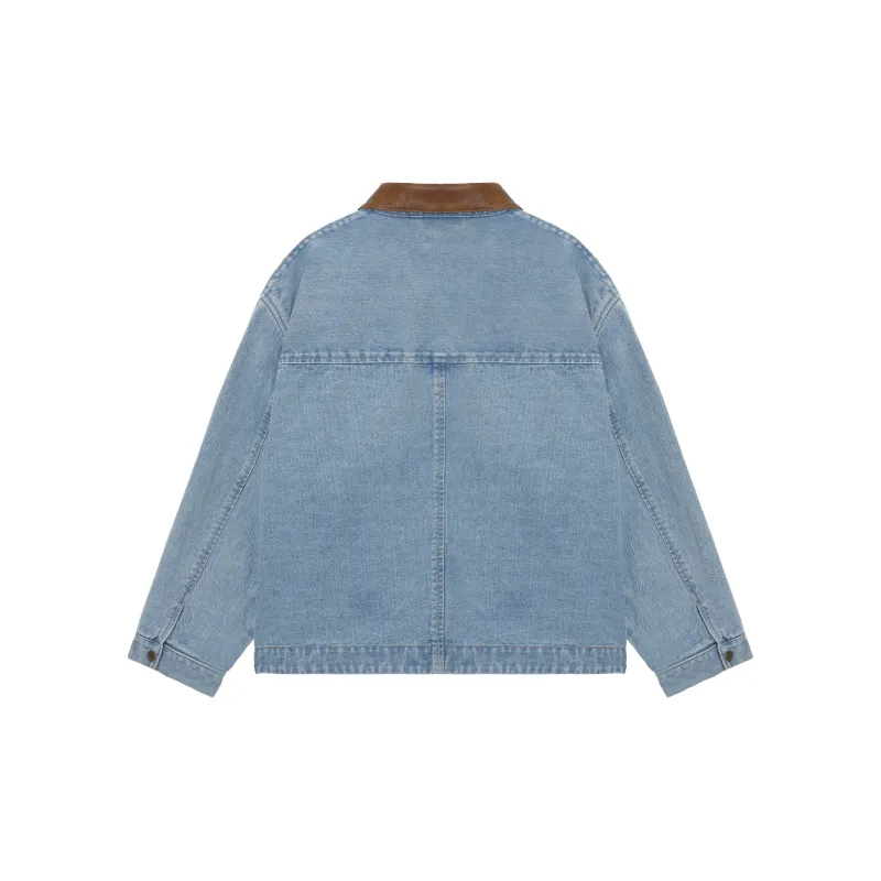 UNVESNO Jackets Coats Unisex Washed Blue-1