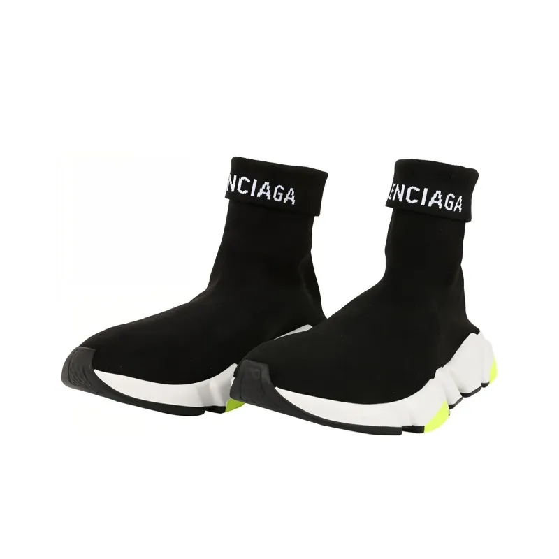 Balenciaga Speed Sneaker Cuffed 'Black Yellow'-2