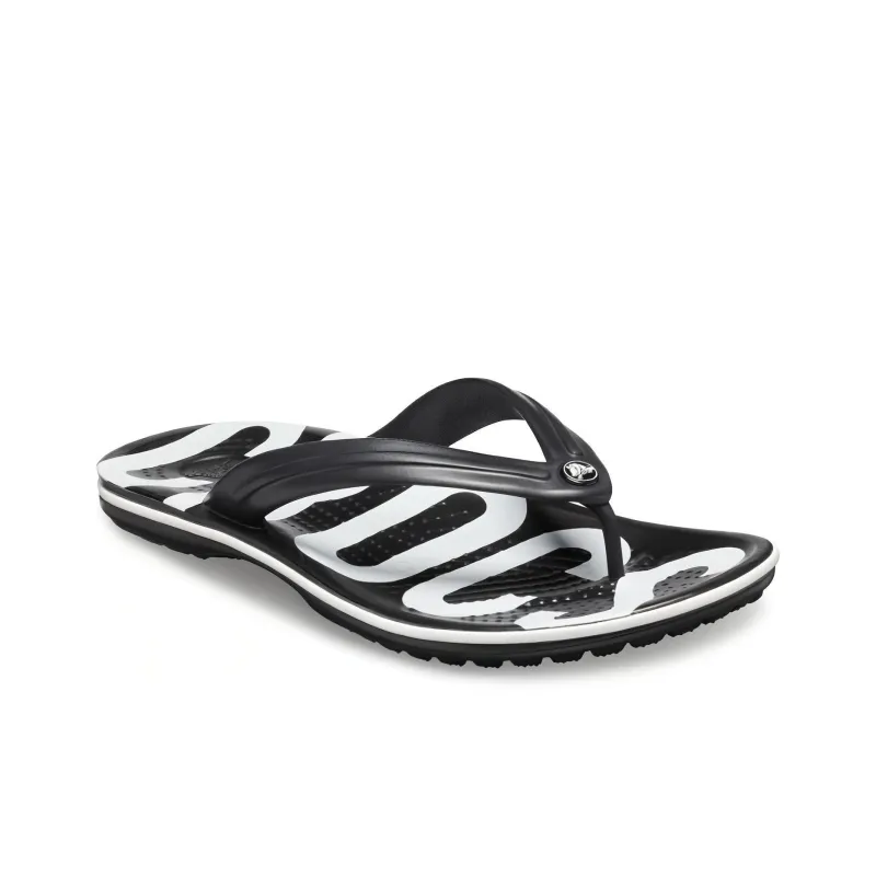Crocs Crocband Printed Flip Flip Flops Black White-1