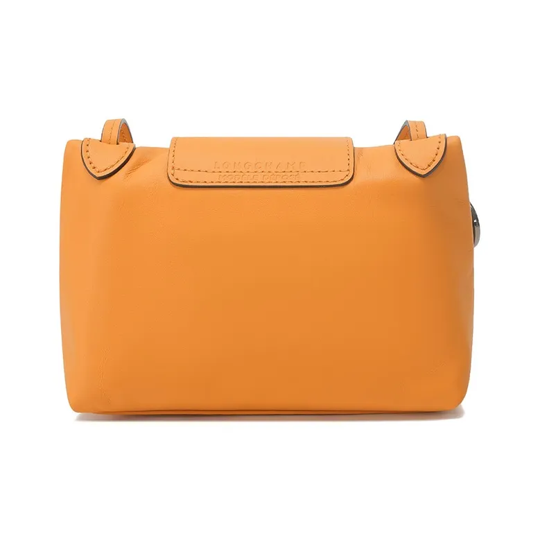 LONGCHAMP Le Pliage Xtra Cow Leather Pochette Crossbody Bag, Shoulder Bag Mini Women's Almond Yellow-3