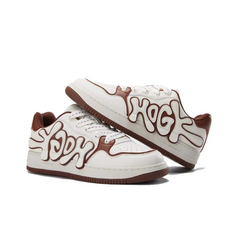 HOGK Anti Slip And Wear Resistant Height Increasing Skateboard Shoes Unisex Milk Coffee-4