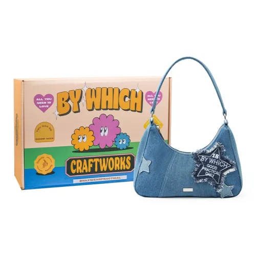 Bywhich Denim Shoulder Bag, Crescent Bag, Crossbody Bag, Shoulder Bag Regular Women's Blue