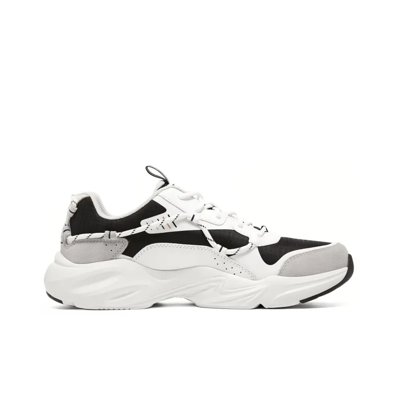 Skechers Stamina Airy Waffle Bear Wear resistant And Lightweight Low Top Chunky Sneakers Men's White Black-1