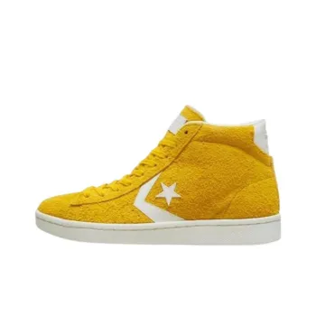 Converse Pro Leather 76 Mid Cushioning Wear-Resistant Mid-Top Skateboard Shoes Unisex Yellow