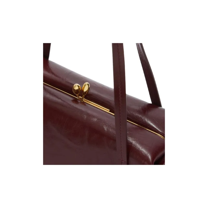 JIL SANDER Calfskin One Shoulder Handbags Small Size Women's Burgundy-3