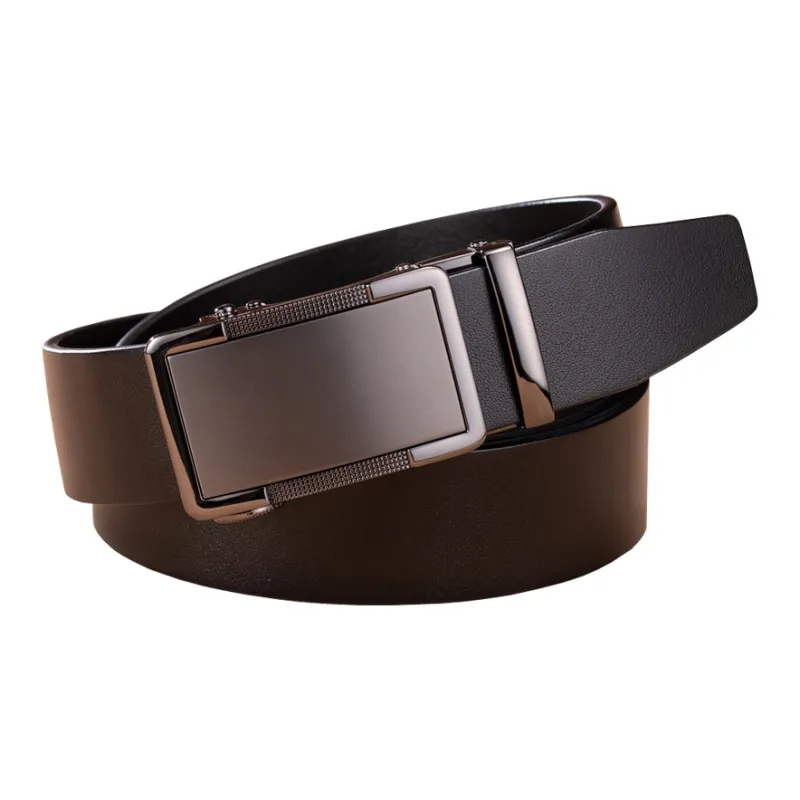 Old Man's Head Automatic Buckle Minimalist Style Versatile Quality Feel Alloy Leather Belts Men's 3.5cm-0