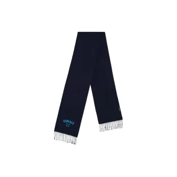 VERSACE Logo-Embroidered Fringed Scarf