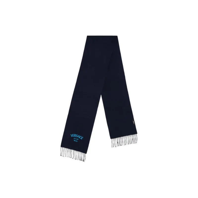 VERSACE Logo-Embroidered Fringed Scarf-0