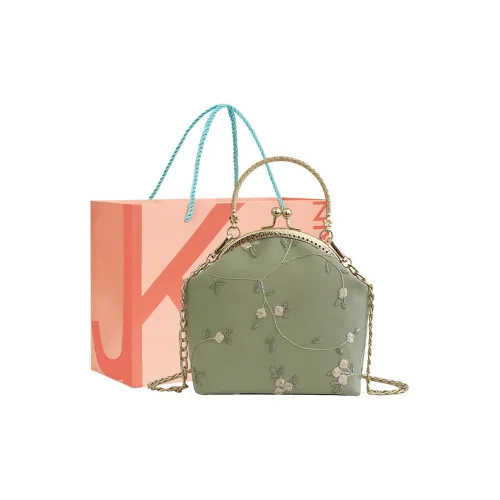 JANE KLAIN Fabric Shoulder Bag, Crossbody Bag, Handbag Small Size Women's White/Green/Pink