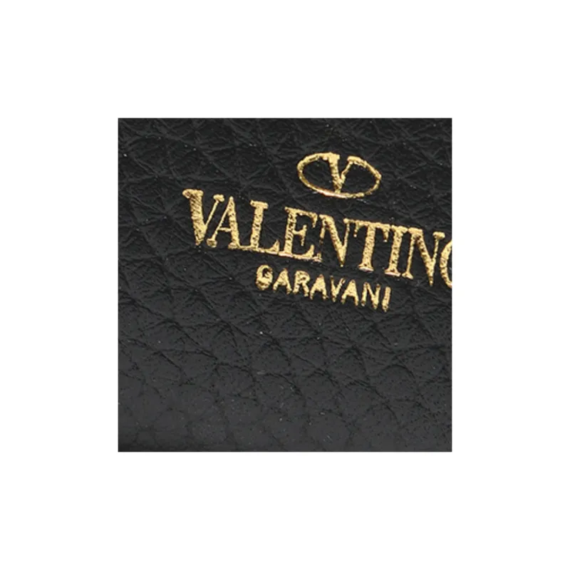 Valentino Rockstud Cow Leather Wallet Regular Women's Black-8