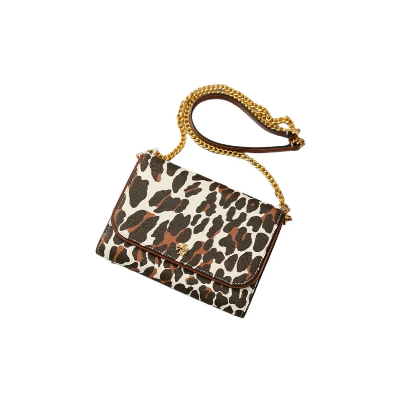 TORY BURCH Emerson Canvas With Leather Shoulder Bag Crossbody Bag Small Size Women's Brown-5