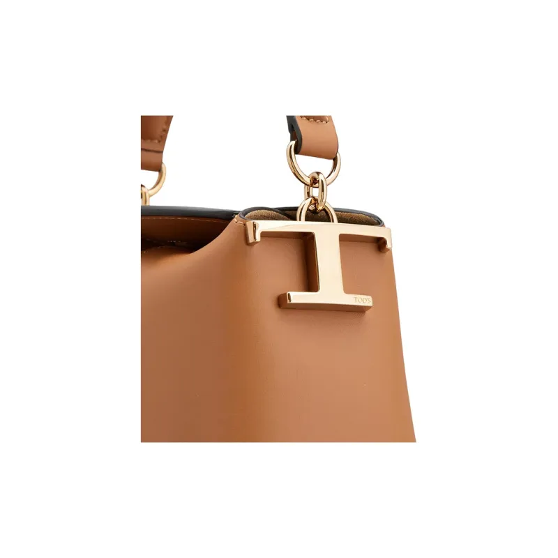 TOD'S Leather Messenger Bag, Portable Crossbody Bag, Shoulder Bag Trumpets Women's Brown-4