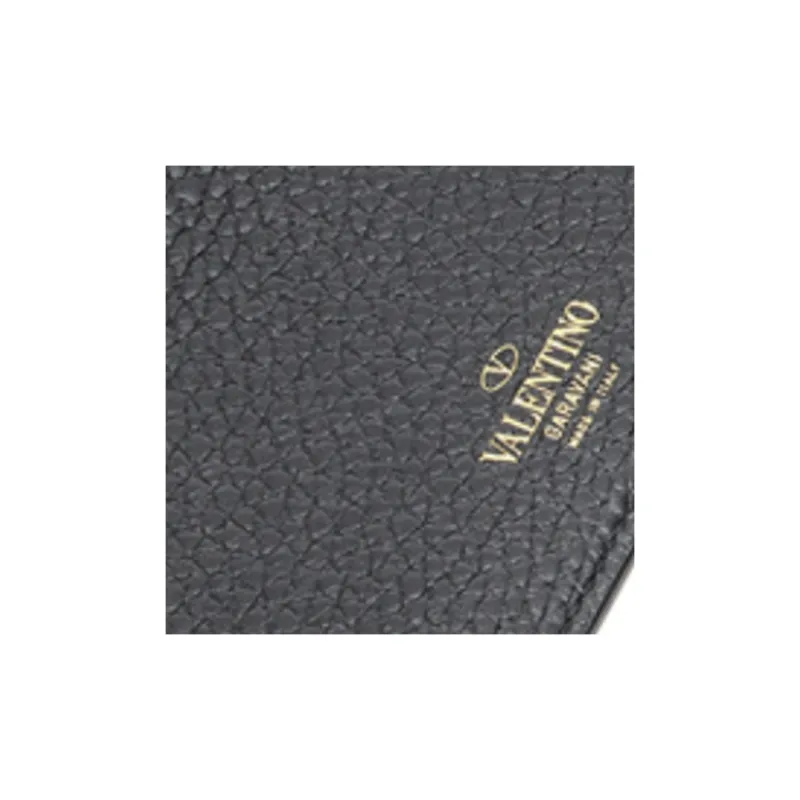 Valentino Rockstud Cow Leather Wallet Regular Women's Black-6