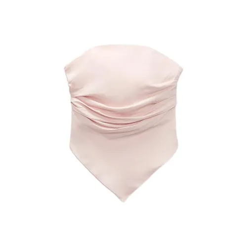 ZARA Strapless Tops Women's Light Pink