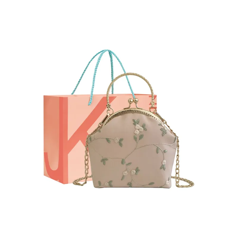 JANE KLAIN Fabric Shoulder Bag, Crossbody Bag, Handbag Small Size Women's White/Green/Pink-4