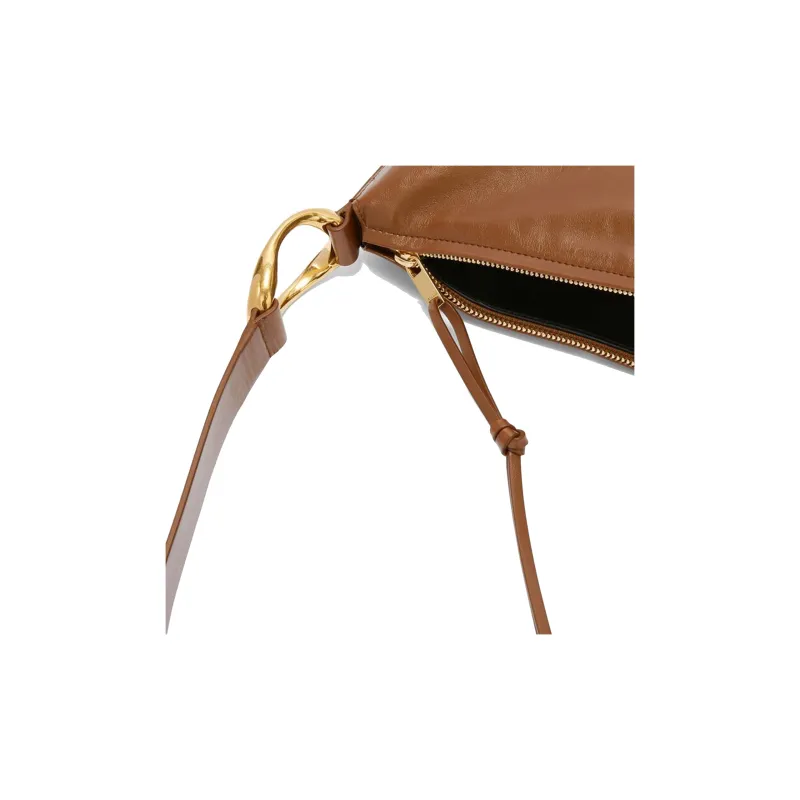 JIL SANDER Calfskin Hobo Bag, Portable Crossbody Bag, Shoulder Bag Trumpets Women's Brown-2