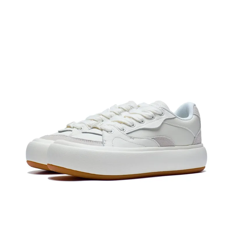 LiNing Puff Platform Anti Slip Wear Resistant Low Top Skateboard Shoes Women's Ecru-2
