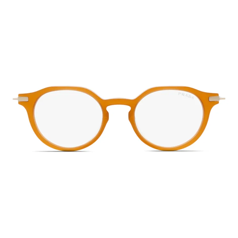 PRADA Titanium Plastic Round Eyeglass Frames Men's Orange-1