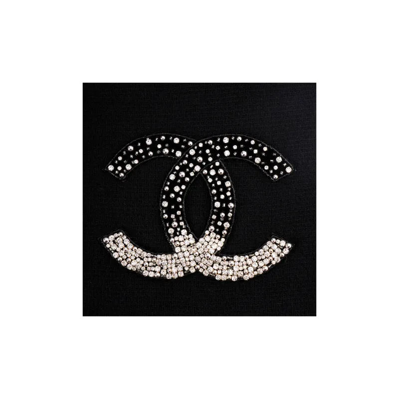 CHANEL Knit Scarves Women's Black-2