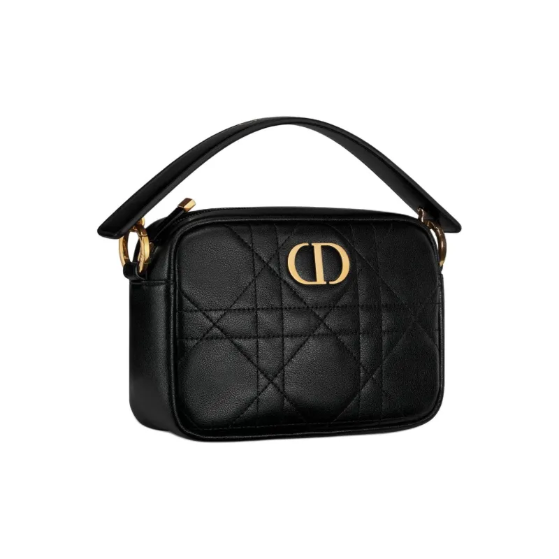 DIOR Caro Cow Leather Camera Bag Portable Crossbody Bag Shoulder Bag Small Size Women's Black-1