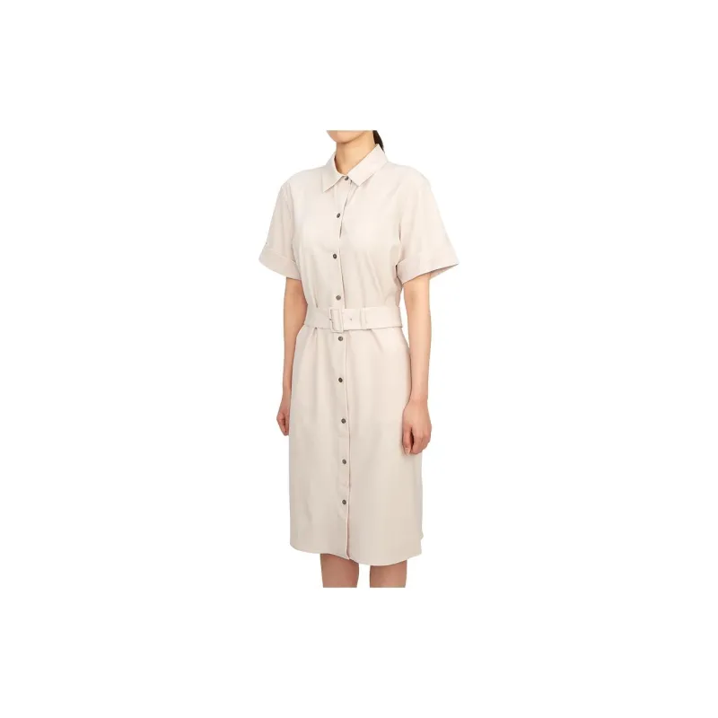 THEORY Short Sleeved Dress Women's Beige-1
