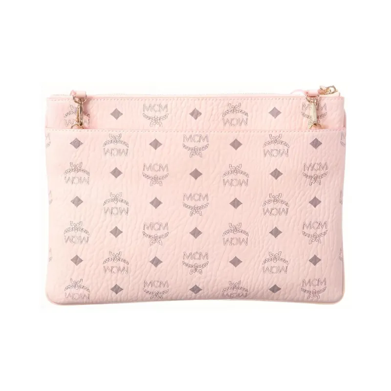 MCM Visetos Monogram Logo Crossbody Bag Pink-1