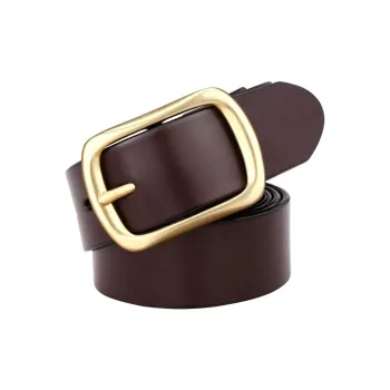 Old Man's Head Vintage Minimalist Style Pin Buckle Cow Leather Leather Belts Men's 3.8cm