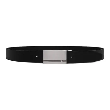 Ecco Metal Accents, Smooth Buckle Leather Belts Men's Black Width 3.5CM