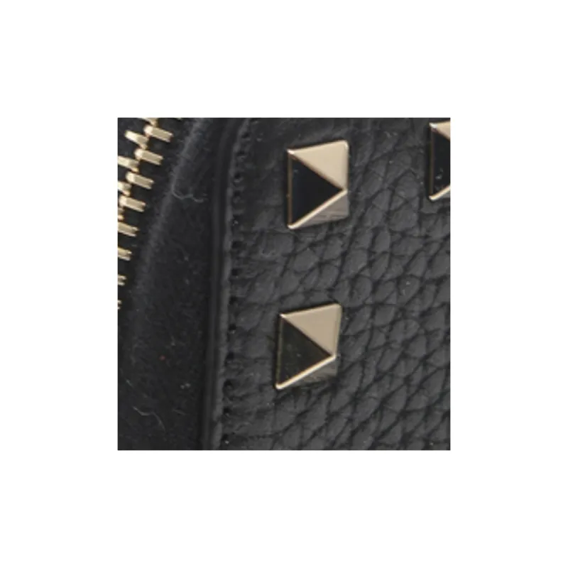 Valentino Rockstud Cow Leather Wallet Regular Women's Black-4