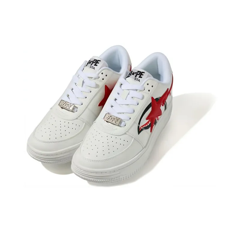 A BATHING APE Bape Sta Low Stylish Skateboarding Shoes Men's White-1