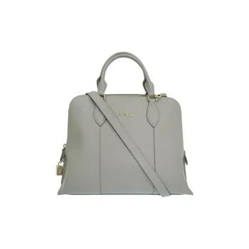 Furla Vittoria Leather One Shoulder Handbags Medium Size Women's Gray