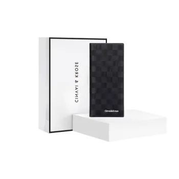 Simvay Clos Cow Leather With Synthetic Leather Long Coin Purse Clutch ID Holder Money Clip Regular Men's Black