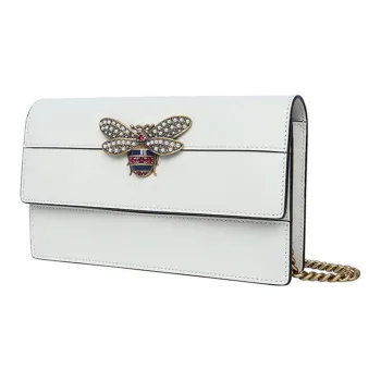 GUCCI Queen Margaret Leather Shoulder Bag, Crossbody Bag Women's White