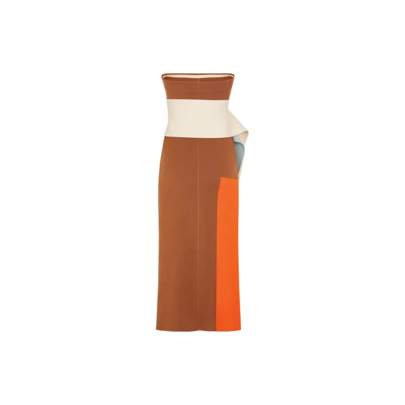 FENDI Strapless Color-Block Bustier Dress-1