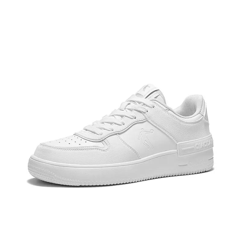 QIAODAN Slip Resistant Cushioning Low Top Skateboard Shoes Women's White-3