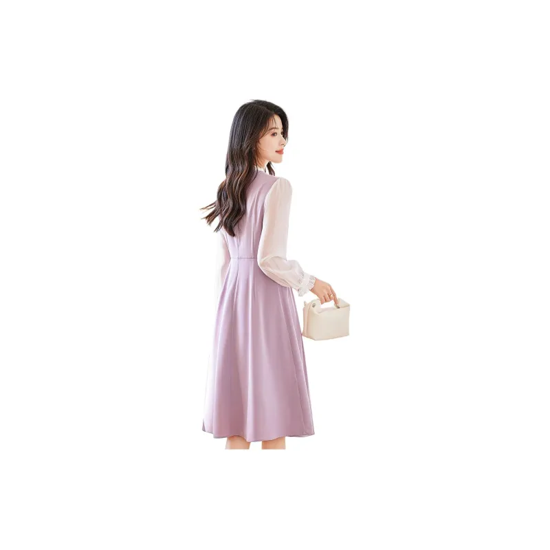 Like The Age Of Water Long Sleeved Dress Women's Purple-1