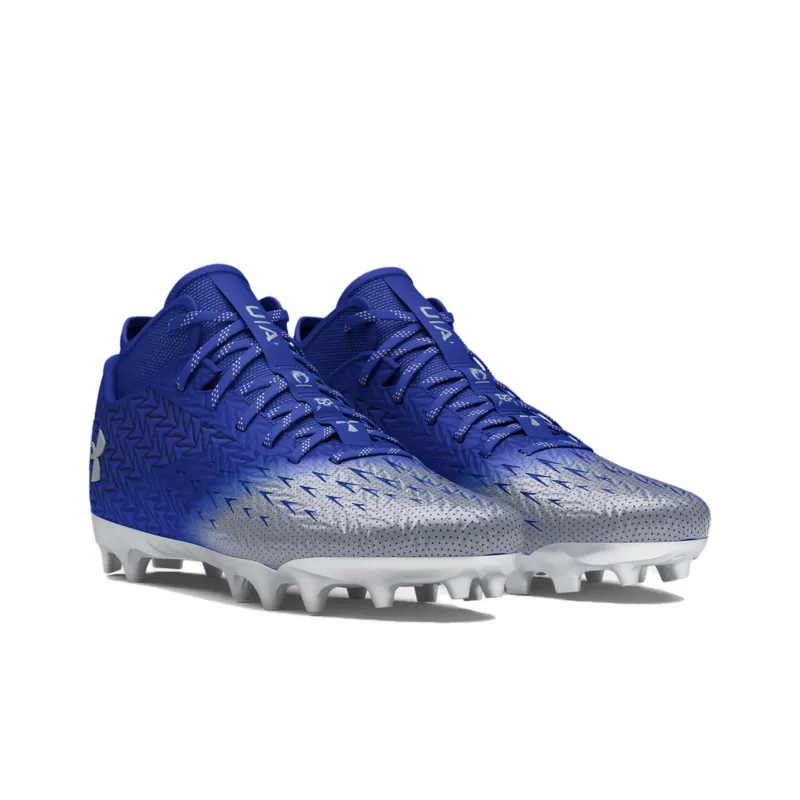 Under Armour AG Rubber Short Studs Anti Slip Wear Resistant Soccer Shoes Men's Blue Silver-2