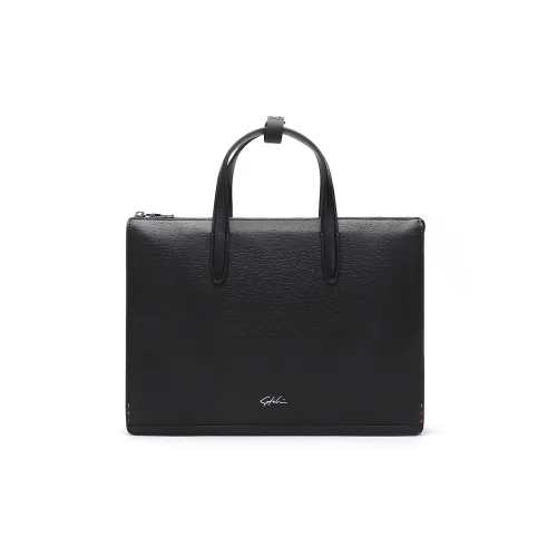 Satchi Top Grain Cow Leather Handbag Official Bag Regular Men's Black