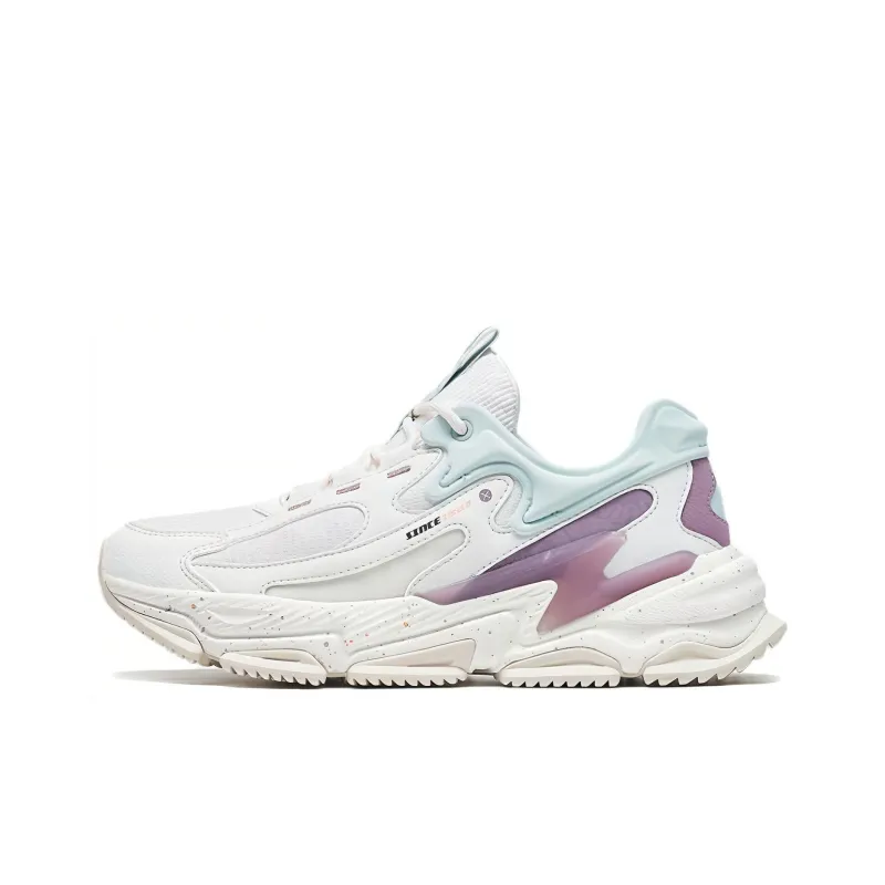 XTEP Shanhai Collection Anti-Slip Wear-Resistant Breathable Lightweight Low-Top Casual Shoes Women's White Green Purple-0