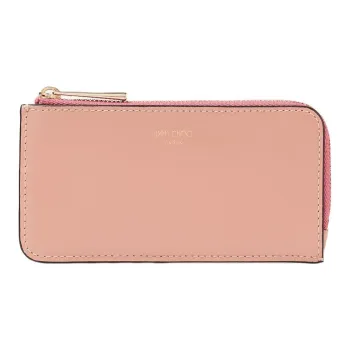 Jimmy Choo Calfskin Card Clip Card Holder Women's Ballet Pink Candy Pink And Light Gold