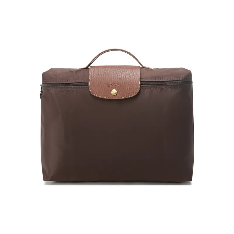 LONGCHAMP Fabric Briefcase, Handbag Regular Unisex Tan-0