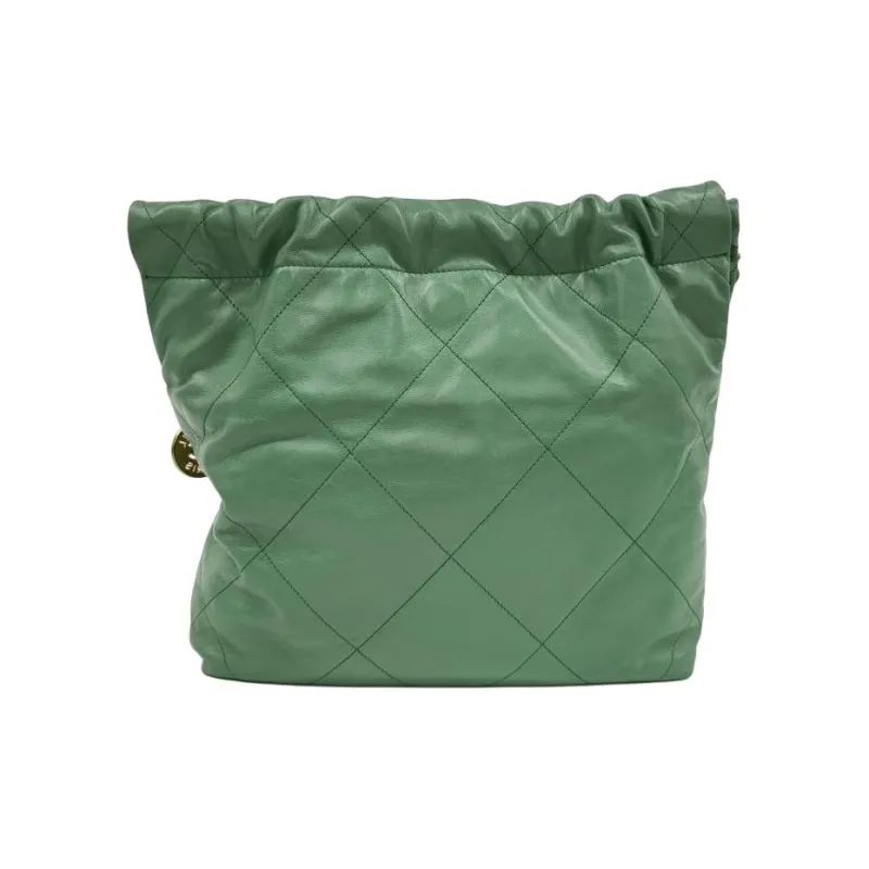 CHANEL Bright Calfskin Bucket Bag, Handbag, Shoulder Bag Medium Size Women's Green-1