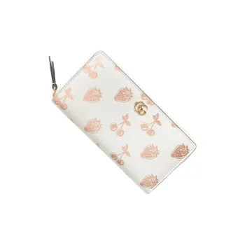 GUCCI GG Marmont Grained Leather Wallet Women's Cream White Multicolor