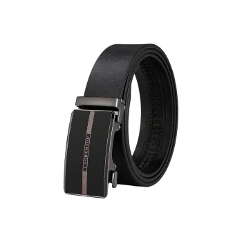 Old Man's Head Automatic Buckle Fashion Business Casual Alloy Leather Belts Men's Black 3.5cm Width