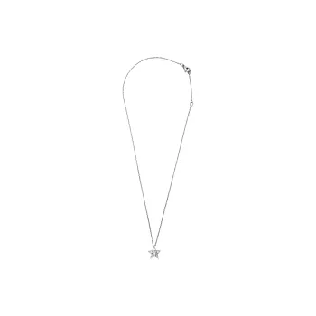 CHANEL Rhinestone Embellished Necklaces Women's White Gold