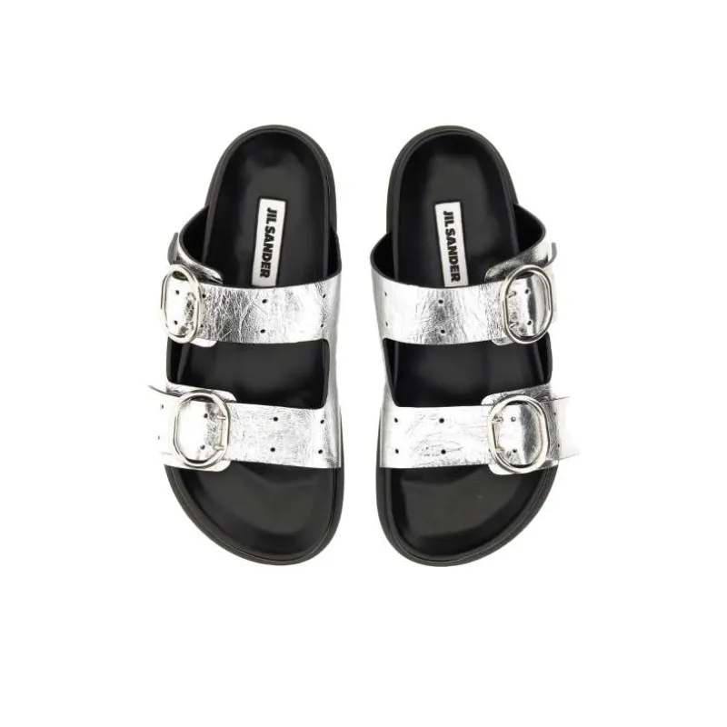 JIL SANDER Two-strap Leather Sandals-3