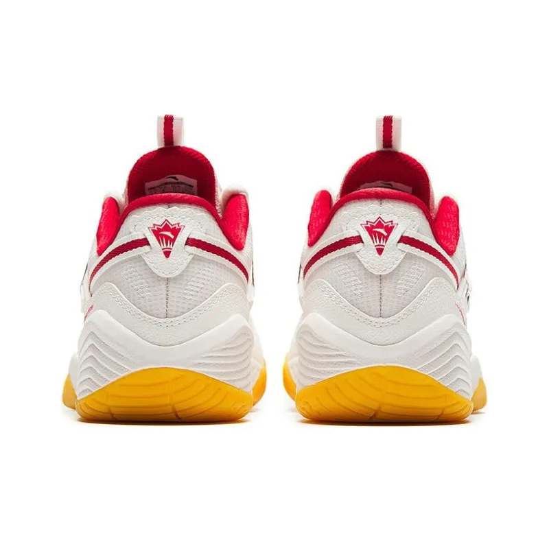 Anta Cushioning Wear Resistant Low Top Badminton Shoes Women's White Red-3