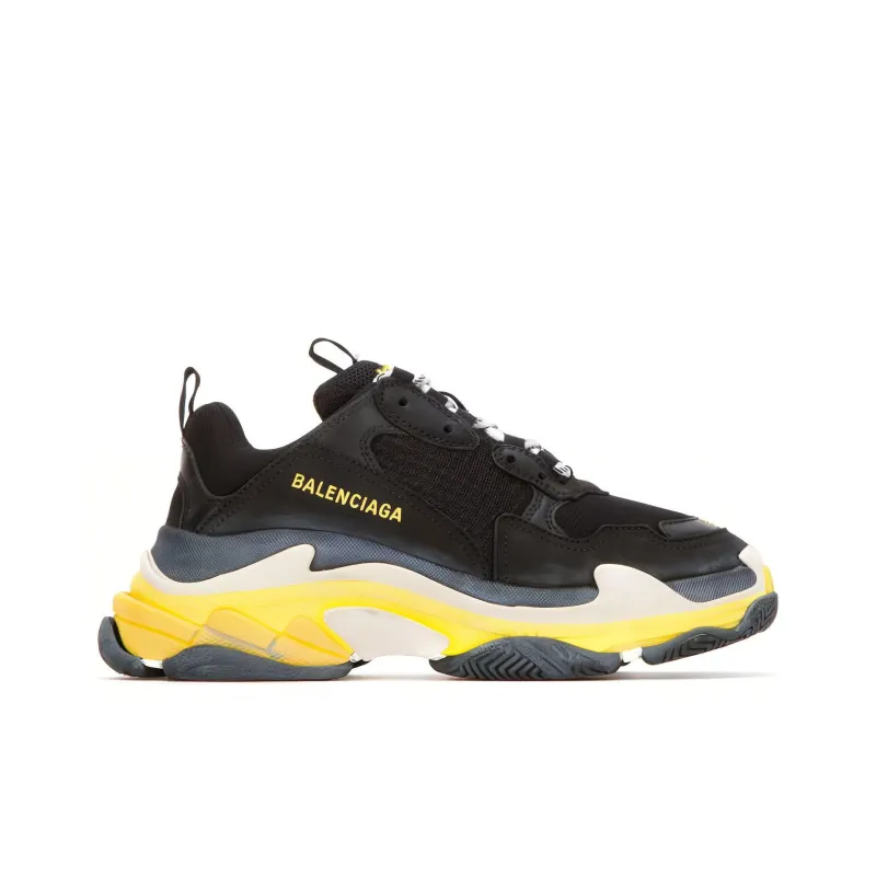 Balenciaga Triple S Daddy Shoes Black/Yellow Women's-1