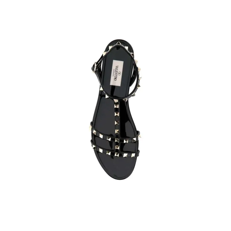 Valentino Rockstud One Strap Sandals Women's Black-4